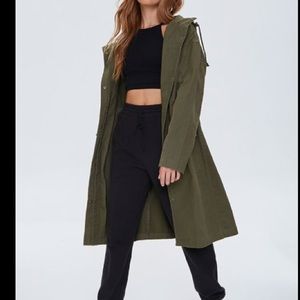 Hunter green long Hooded jacket